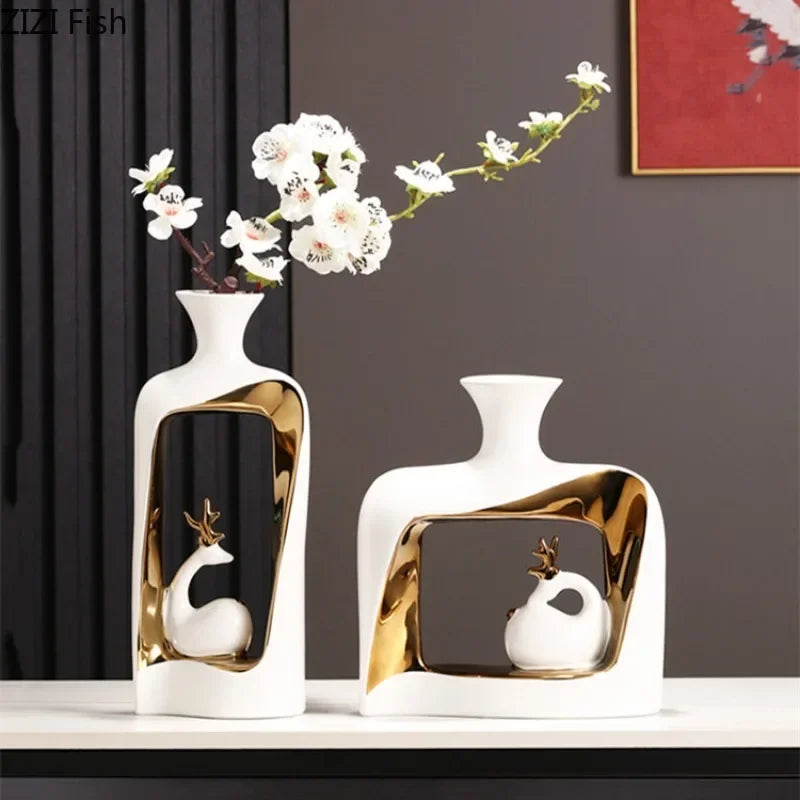 DEER - ornate Vase